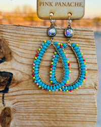 Shop Envi Me Earrings Gold The Pink Panache Turquoise & Multi Oval Bead Earrings
