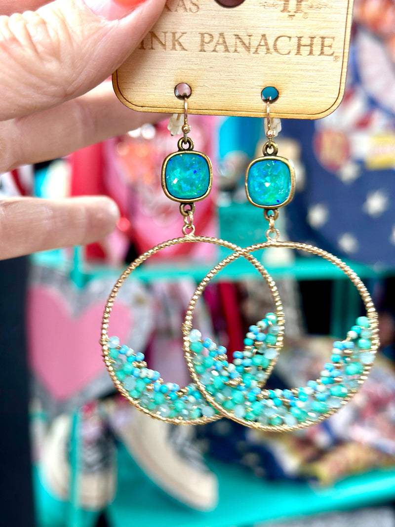 Shop Envi Me Earring Circle / Multi The Pink Panache Turquoise Seas Crystal Earring