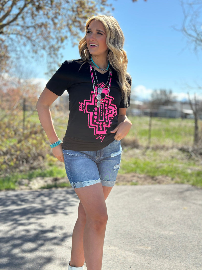 Shop Envi Me It's T-shirt Kinda Day The Pink Puff Ink Tabba Tribal V Neck Tee