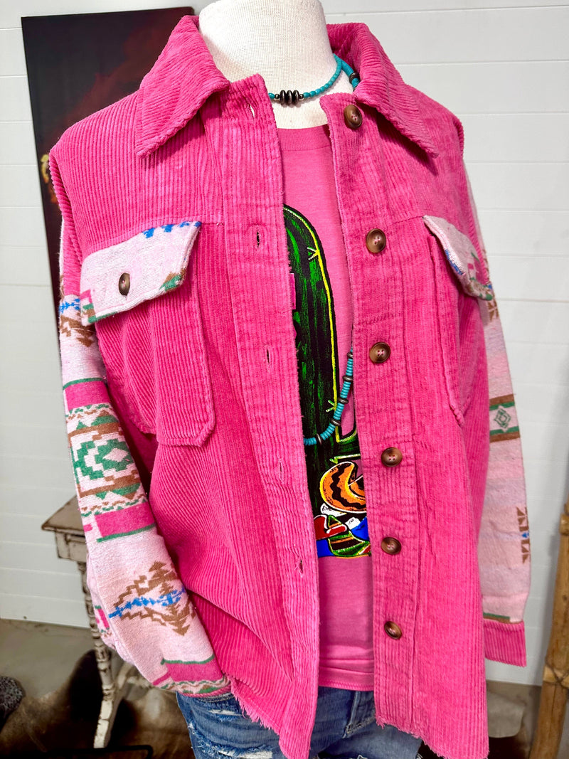 Shop Envi Me Cardigans and Kimonos The Pink Range Boss Aztec Shacket Jacket