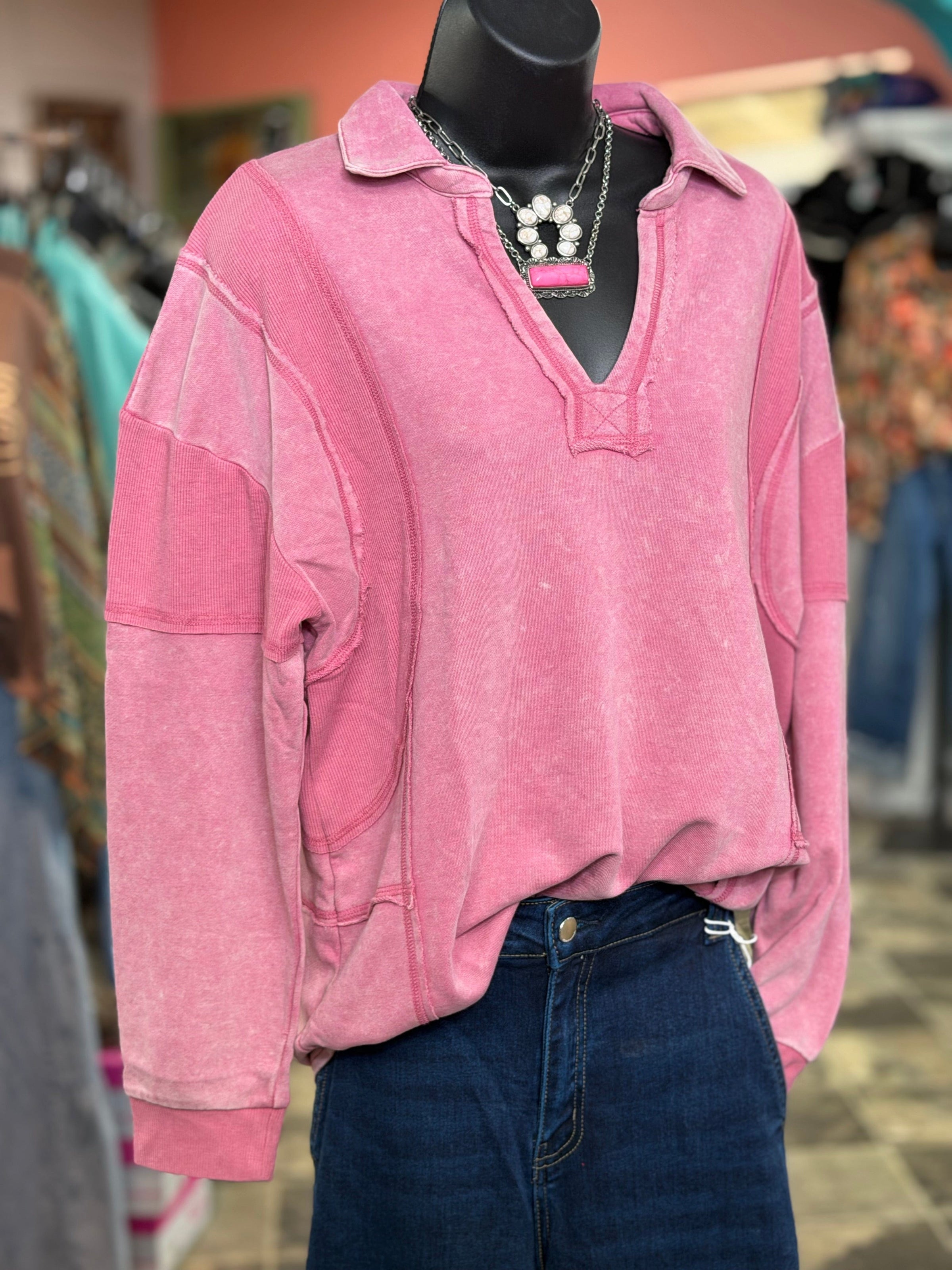 Shop Envi Me Tops and Tunics The Pop of Pink Pullover