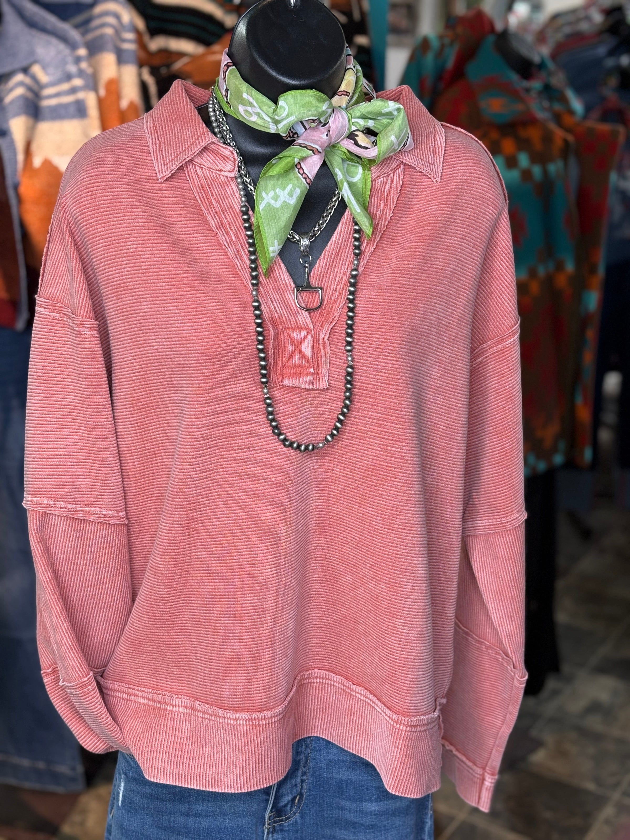 Shop Envi Me Tops and Tunics The Pop of Rouge Pullover
