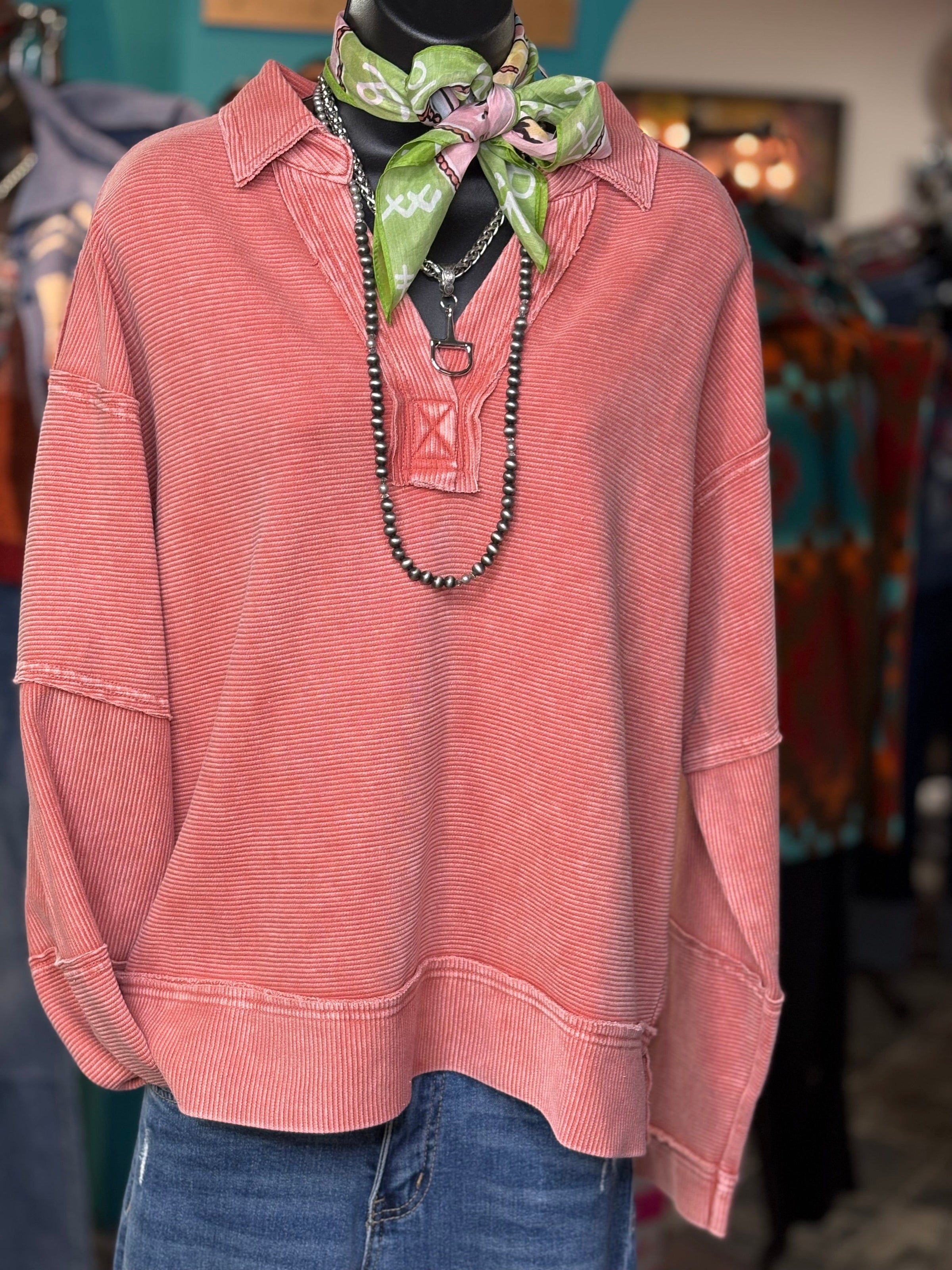 Shop Envi Me Tops and Tunics The Pop of Rouge Pullover