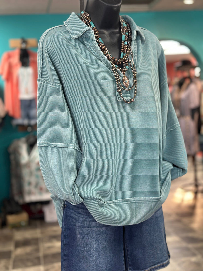 Shop Envi Me Tops and Tunics The Pop of Turquoise Pullover