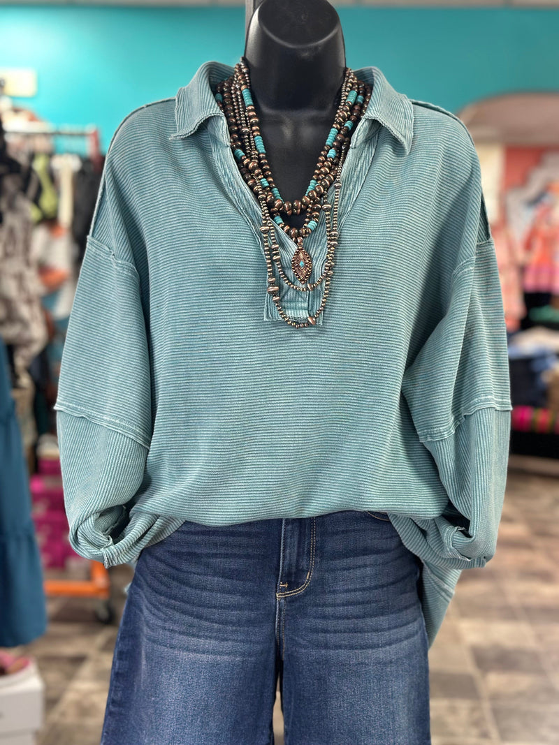 Shop Envi Me Tops and Tunics The Pop of Turquoise Pullover