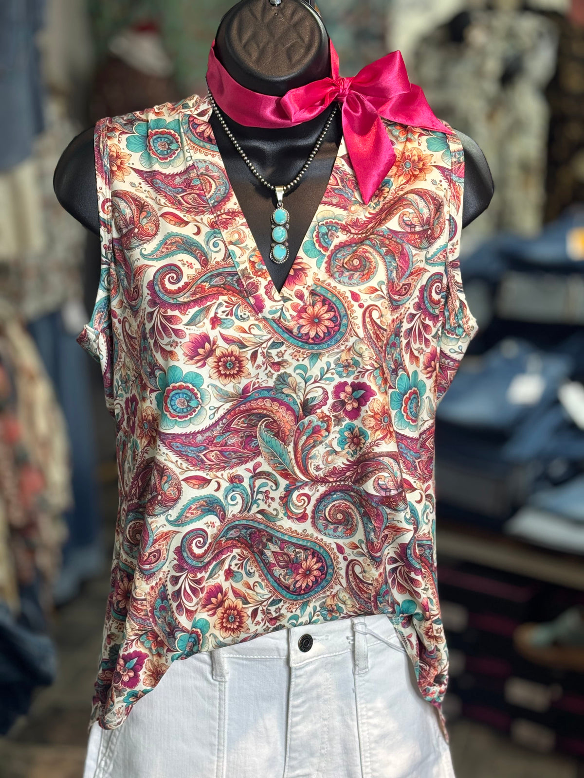 Shop Envi Me Tops and Tunics The Puerto Valletta Paisley Floral Sleeveless Top