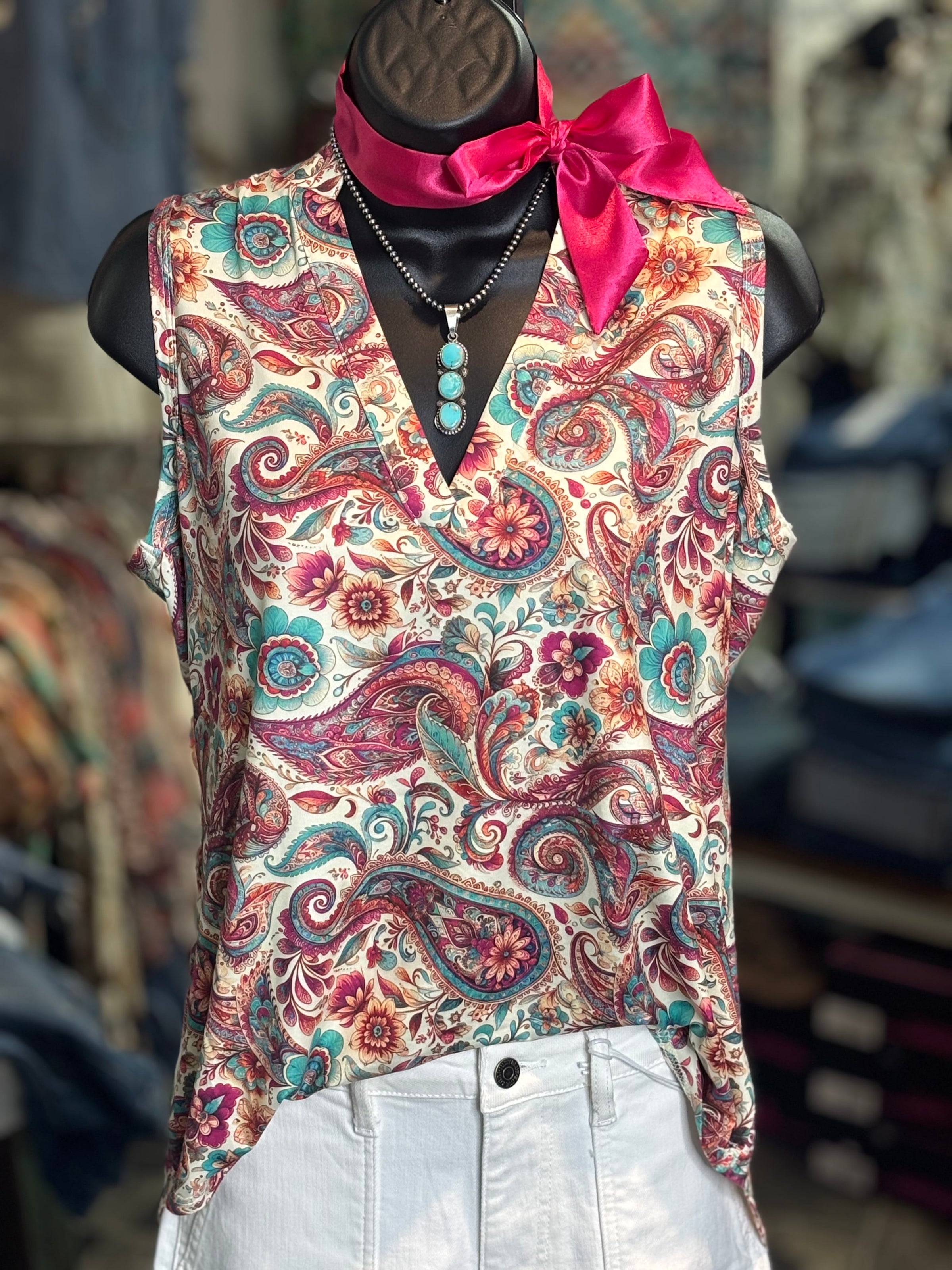 Shop Envi Me Tops and Tunics The Puerto Valletta Paisley Floral Sleeveless Top