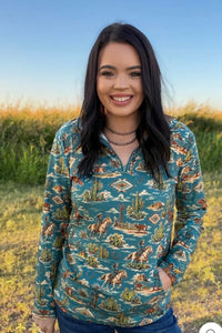 Shop Envi Me Tops and Tunics The Raised On The Ranch Quarter Zip Aztec Pullover
