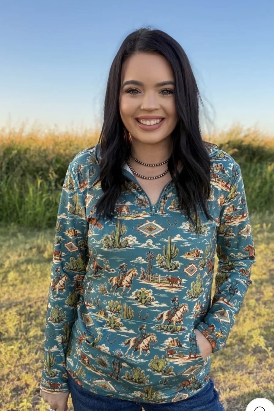 Shop Envi Me Tops and Tunics The Raised On The Ranch Quarter Zip Aztec Pullover