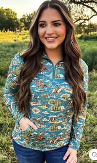 Shop Envi Me Tops and Tunics The Raised On The Ranch Quarter Zip Aztec Pullover