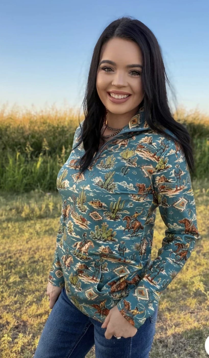Shop Envi Me Tops and Tunics The Raised On The Ranch Quarter Zip Aztec Pullover