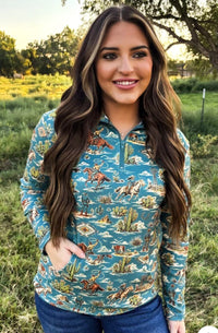 Shop Envi Me Tops and Tunics The Raised On The Ranch Quarter Zip Aztec Pullover