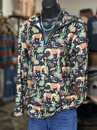 Shop Envi Me Tops and Tunics The Ranch Horses & Cactus Quarter Zip Aztec Pullover