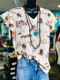Shop Envi Me It's T-shirt Kinda Day The Ranch Life Flutter Sleeve V Neck Top
