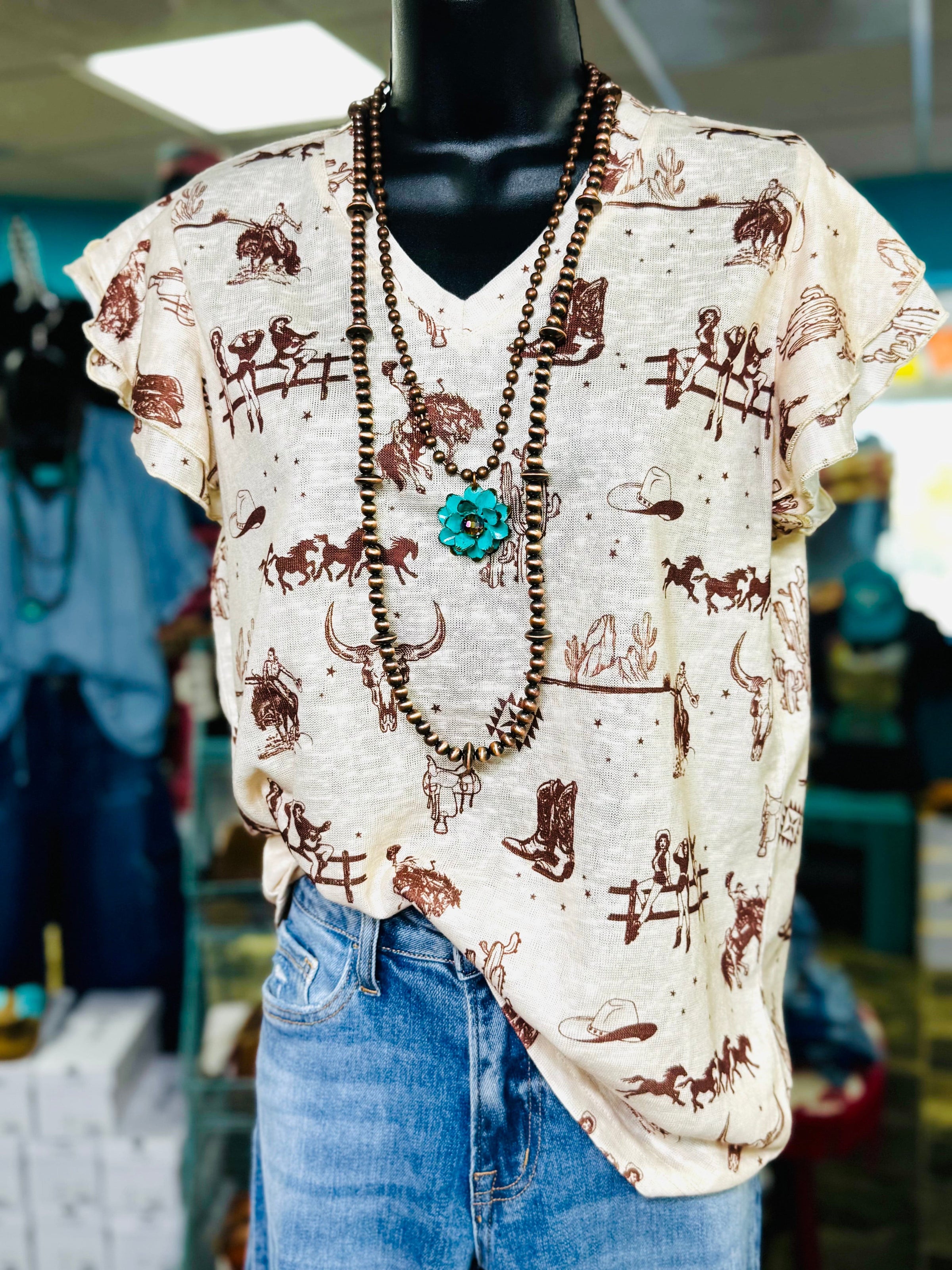 Shop Envi Me It's T-shirt Kinda Day The Ranch Life Flutter Sleeve V Neck Top