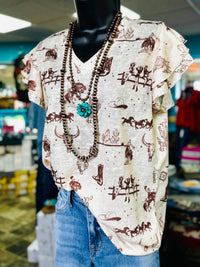 Shop Envi Me It's T-shirt Kinda Day The Ranch Life Flutter Sleeve V Neck Top