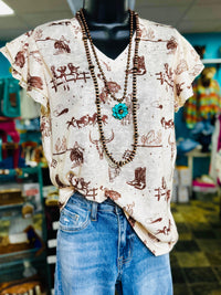 Shop Envi Me It's T-shirt Kinda Day The Ranch Life Flutter Sleeve V Neck Top