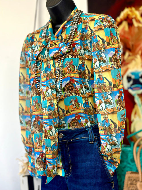 Shop Envi Me tops The Ranch Rodeo Tie Neck Top
