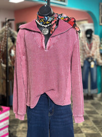 Shop Envi Me Tops and Tunics The Raspberry Amarillo Waffle Quarter Zip Top