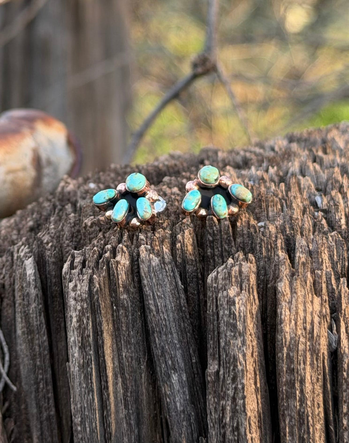 Shop Envi Me Earrings Silver The Real Copper & Turquoise Mini Cluster Stud Earring