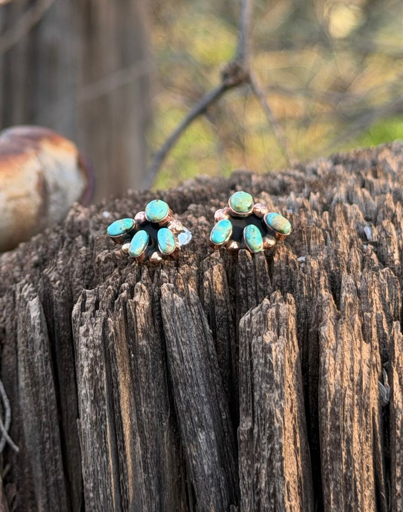 Shop Envi Me Earrings Silver The Real Copper & Turquoise Mini Cluster Stud Earring