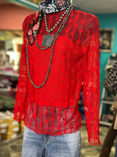 Shop Envi Me Tops and Tunics The Red Lindy Lace Western Top