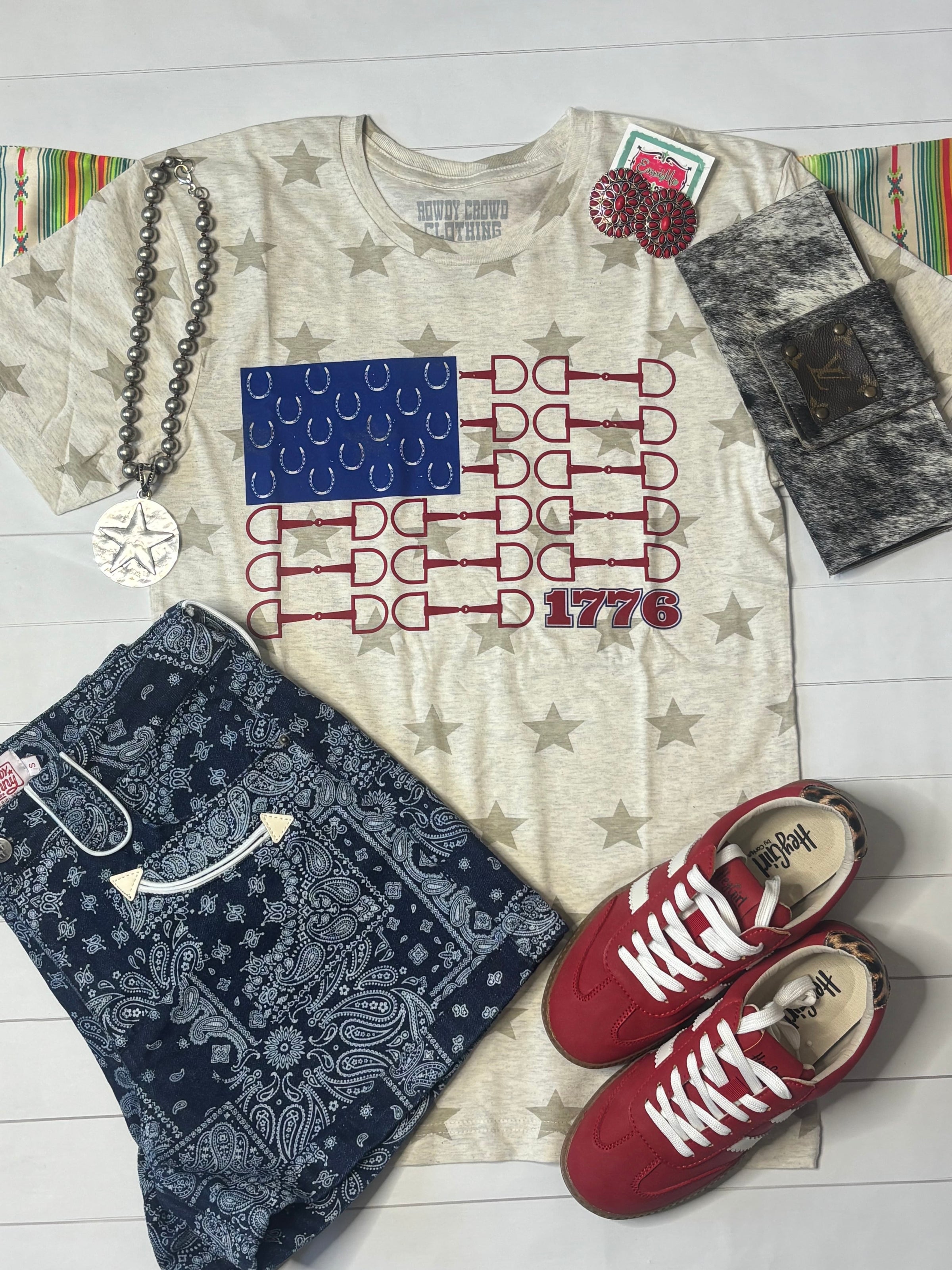 Shop Envi Me Tops and Tunics The Red White & Snaffle Bit Stars Tee