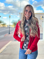 Shop Envi Me Cardigans and Kimonos The Red Zip Up Knit Hoodie Cardigan