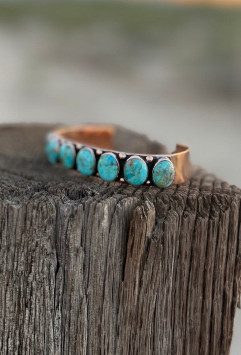 Shop Envi Me Bracelets Sterling Silver & Copper The Reno Real Copper & Turquoise Cuff Bracelet