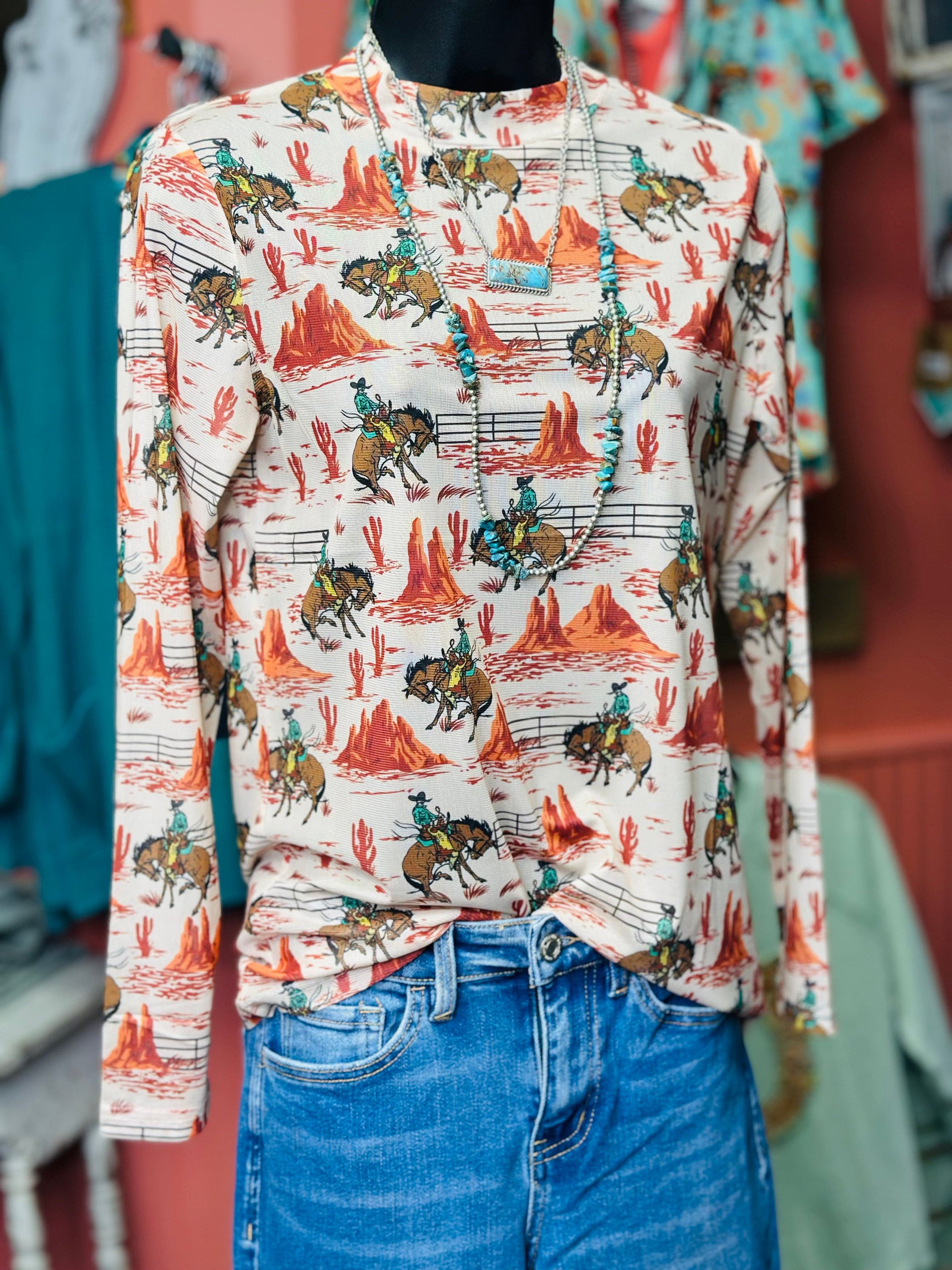 Shop Envi Me It's T-shirt Kinda Day The Retro 🌵Cactus Cowboy Mesh Top