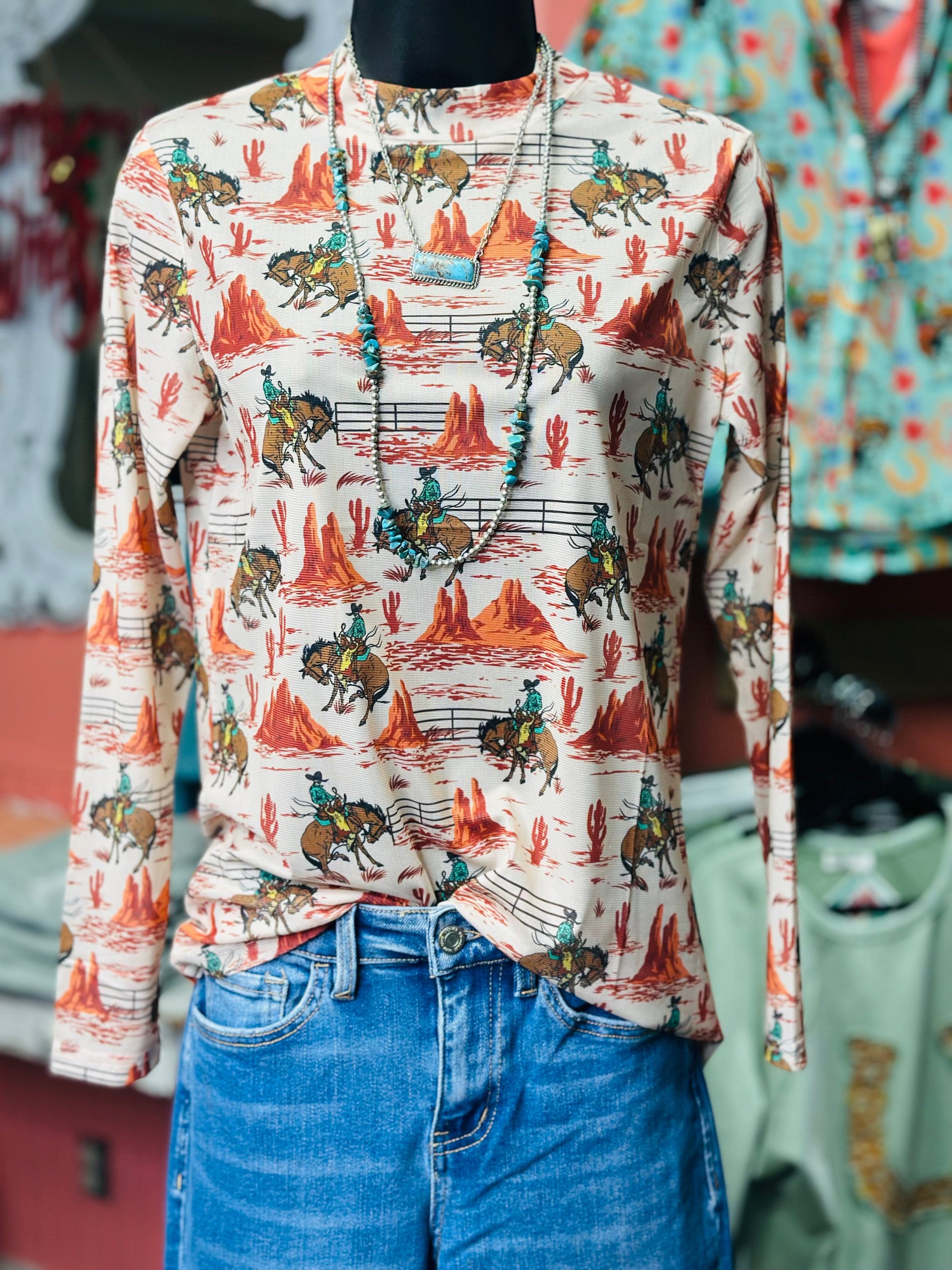 Shop Envi Me It's T-shirt Kinda Day The Retro 🌵Cactus Cowboy Mesh Top