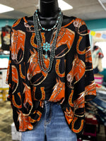 Shop Envi Me It's T-shirt Kinda Day The Retro Cowgirl Horses & Horseshoes Poncho Top