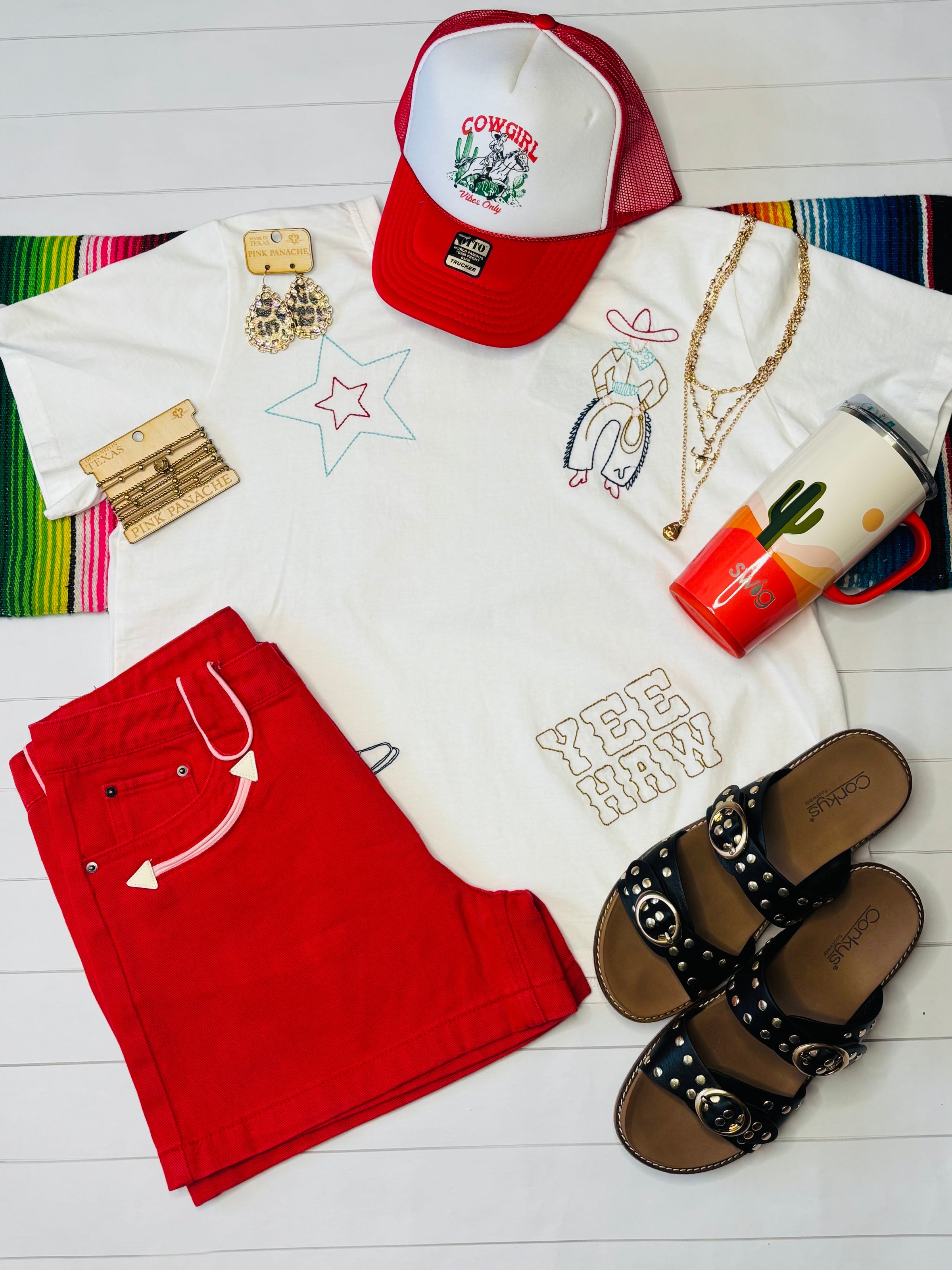 Shop Envi Me The Retro Red Western Must Have Denim Shorts