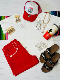 Shop Envi Me The Retro Red Western Must Have Denim Shorts