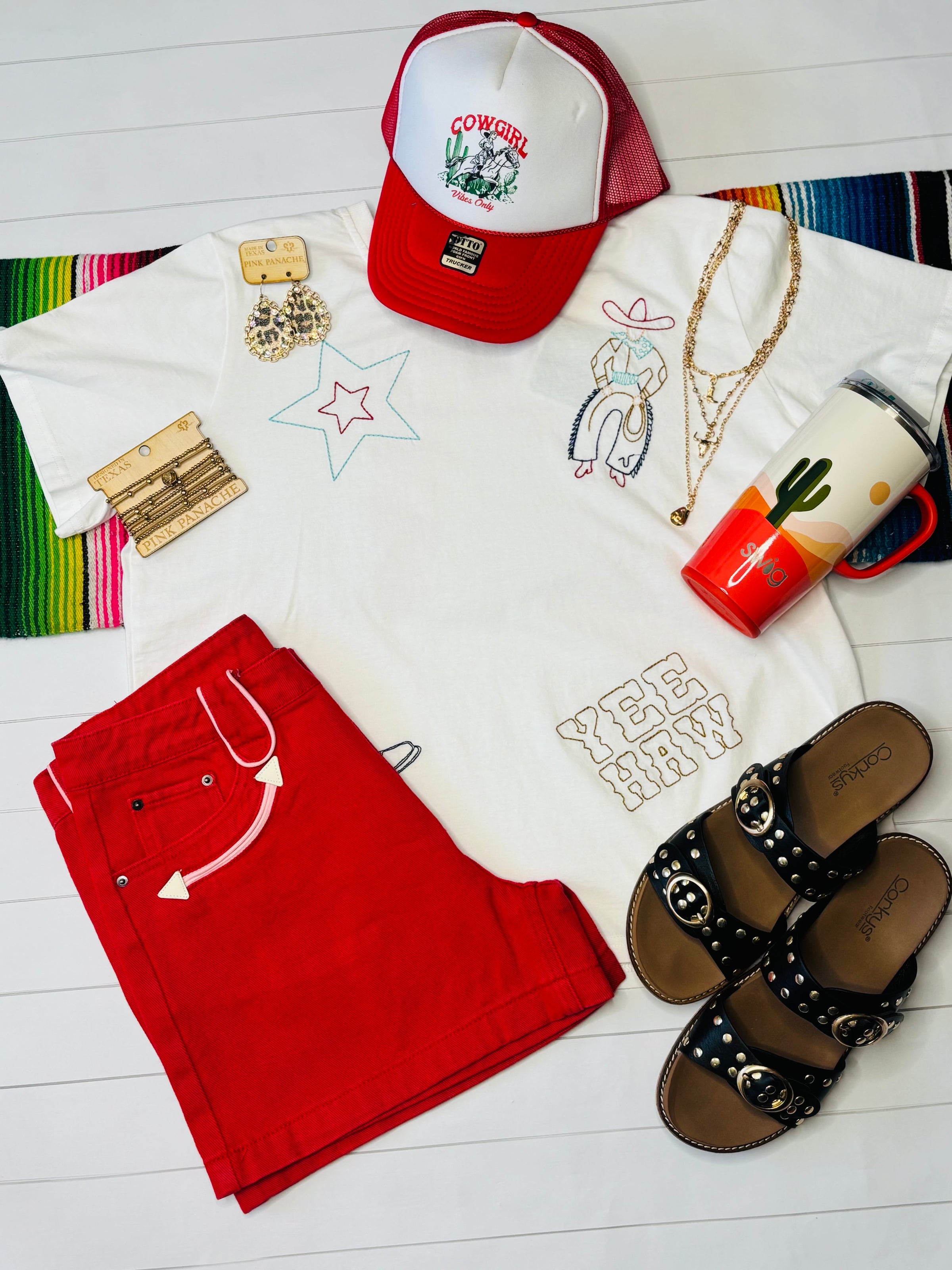 Shop Envi Me The Retro Red Western Must Have Denim Shorts
