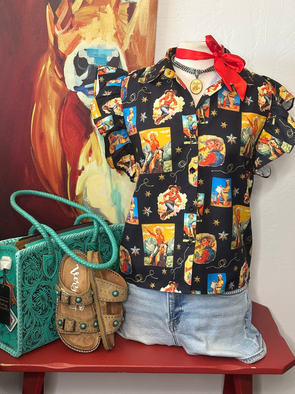 Shop Envi Me Tops and Tunics The Retro Rodeo Ruffle Top
