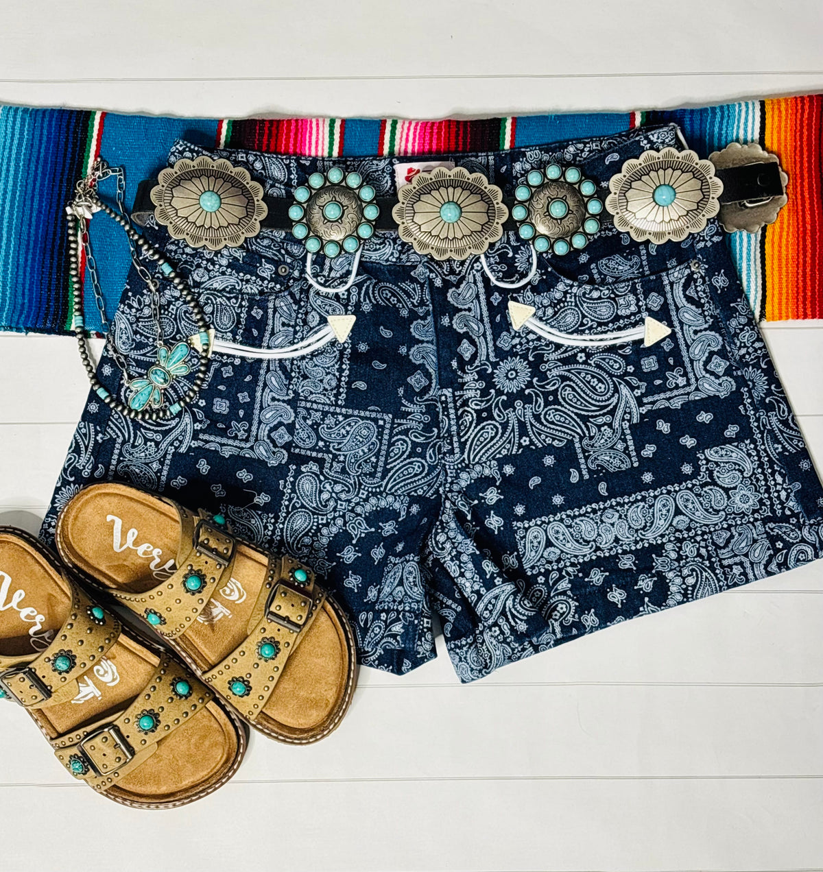 Shop Envi Me The Retro Western Bandana Shorts