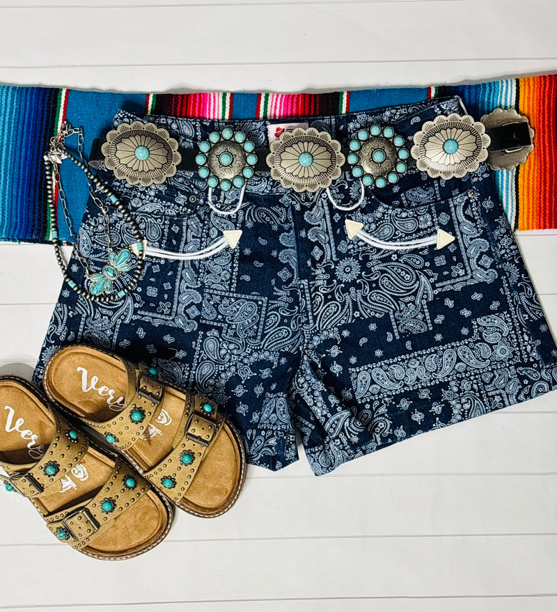 Shop Envi Me The Retro Western Bandana Shorts