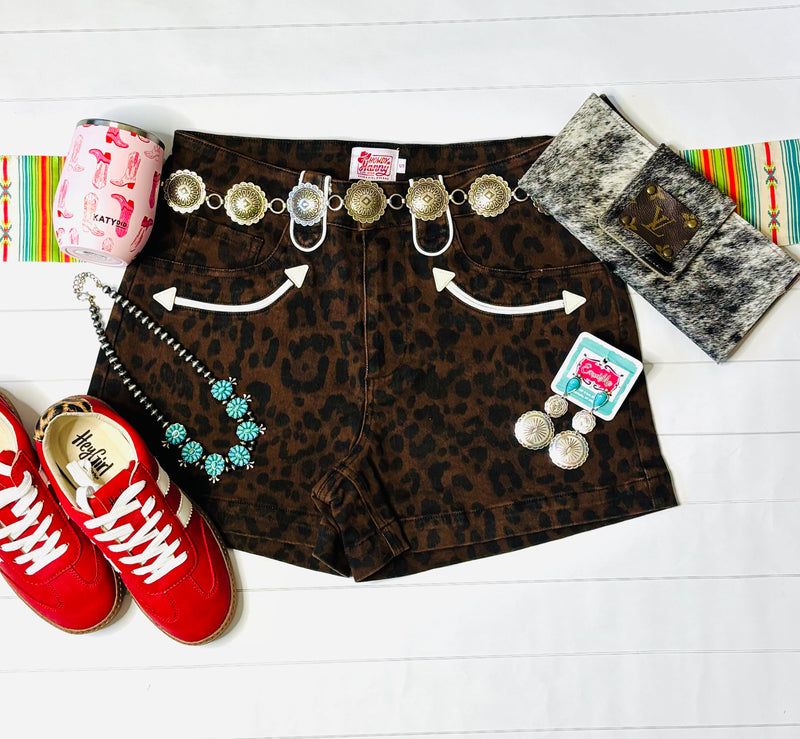 Shop Envi Me The Retro Western Cheetah Shorts