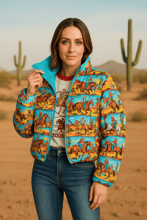 Shop Envi Me The Retro Western Cowboys Puffer Jacket