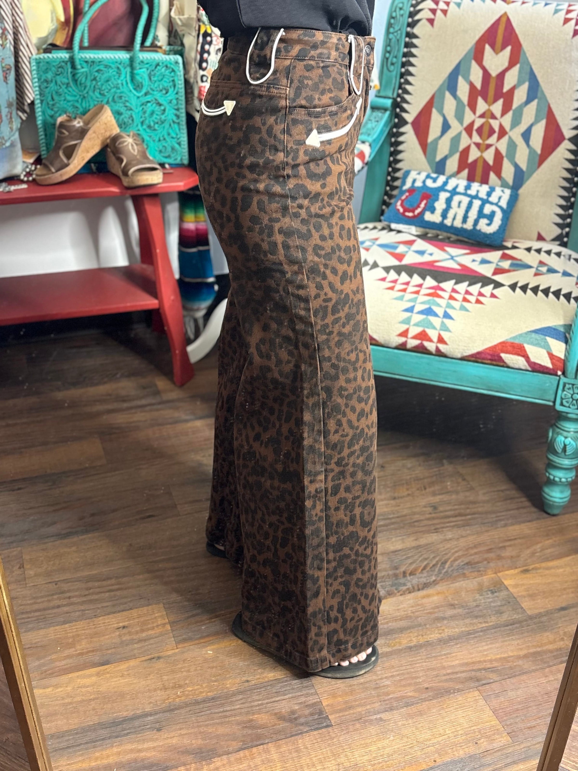 Shop Envi Me The Retro Western Leopard Wide Leg Pants