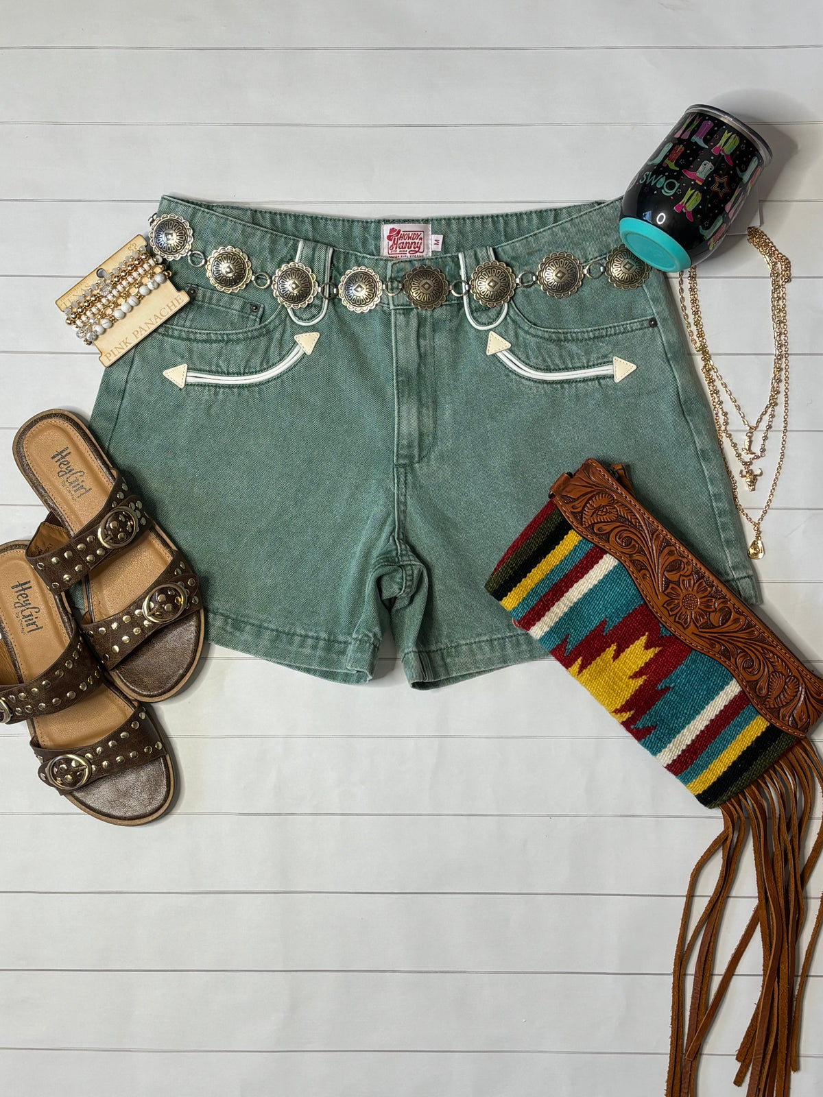 Shop Envi Me The Retro Western Must Have Turquoise Shorts