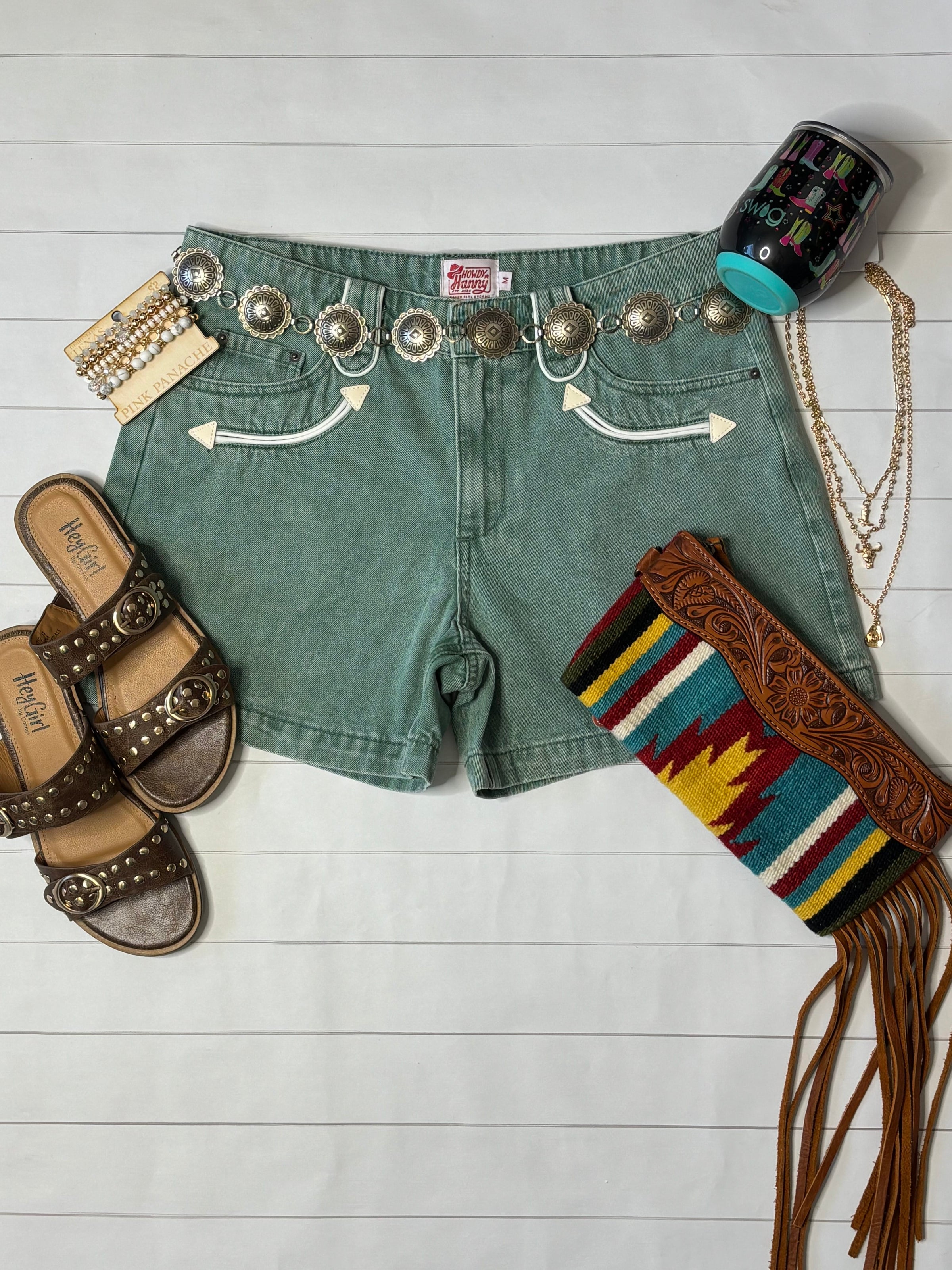 Shop Envi Me The Retro Western Must Have Turquoise Shorts