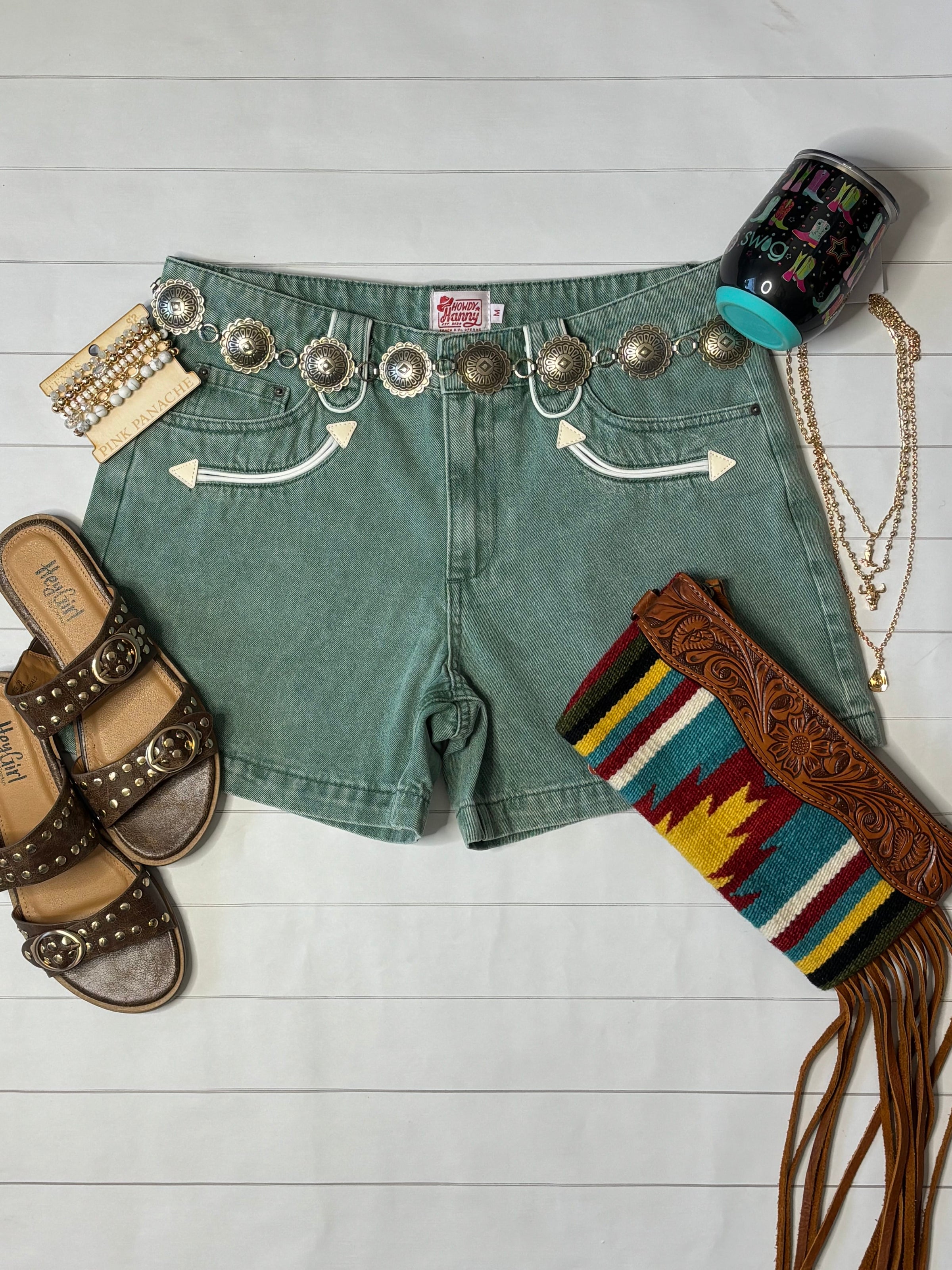 Shop Envi Me The Retro Western Must Have Turquoise Shorts