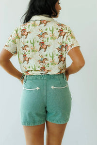 Shop Envi Me The Retro Western Turquoise Must Have Denim Shorts