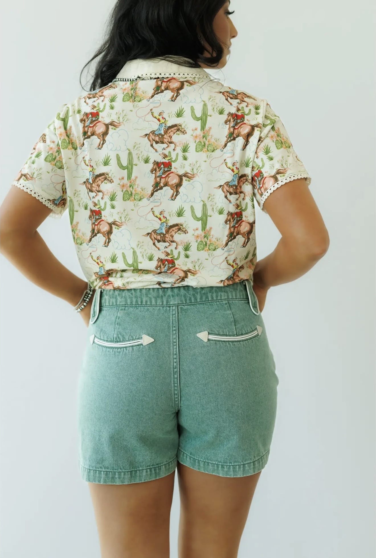 Shop Envi Me The Retro Western Turquoise Must Have Denim Shorts