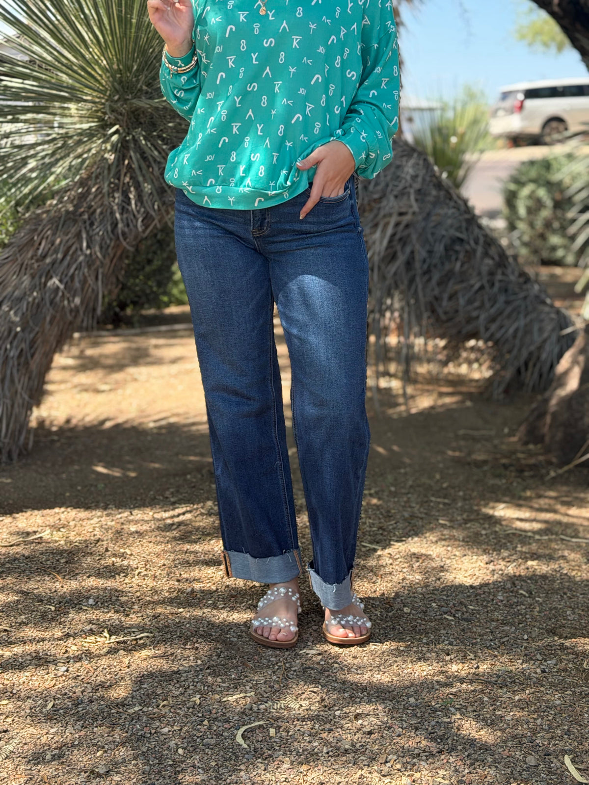 Risen Bottoms The Risen Ankle Crop Slouchy Mid Rise Boyfriend Cuffed Jeans