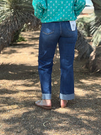 Risen Bottoms The Risen Ankle Crop Slouchy Mid Rise Boyfriend Cuffed Jeans