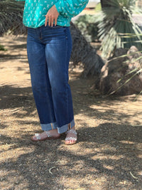 Risen Bottoms The Risen Ankle Crop Slouchy Mid Rise Boyfriend Cuffed Jeans