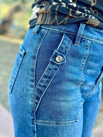 Risen Bottoms The Risen Button Detail Wide Leg Denim